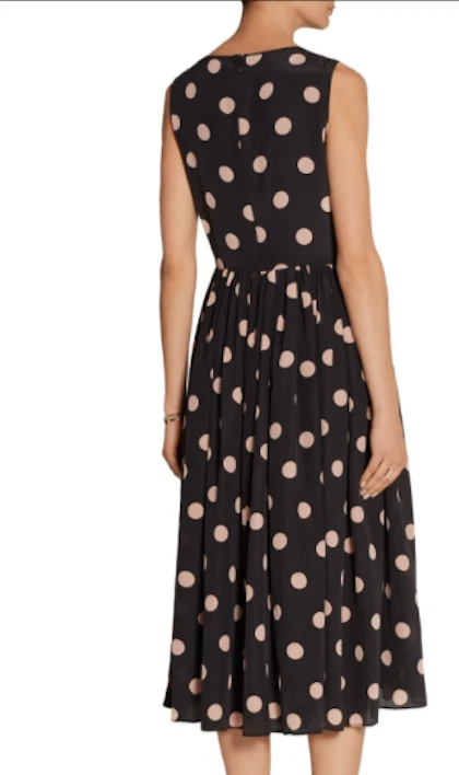 Abito rosso Valentino a pois seta crepe de chine taglia 42 = adatto agli Stati Uniti s m nuovo senza etichette