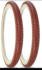 (2) NEW DURO 26X2.125  (57-559) CLAY/TANWALL DIAMOND PATTERN BICYCLE TIRES