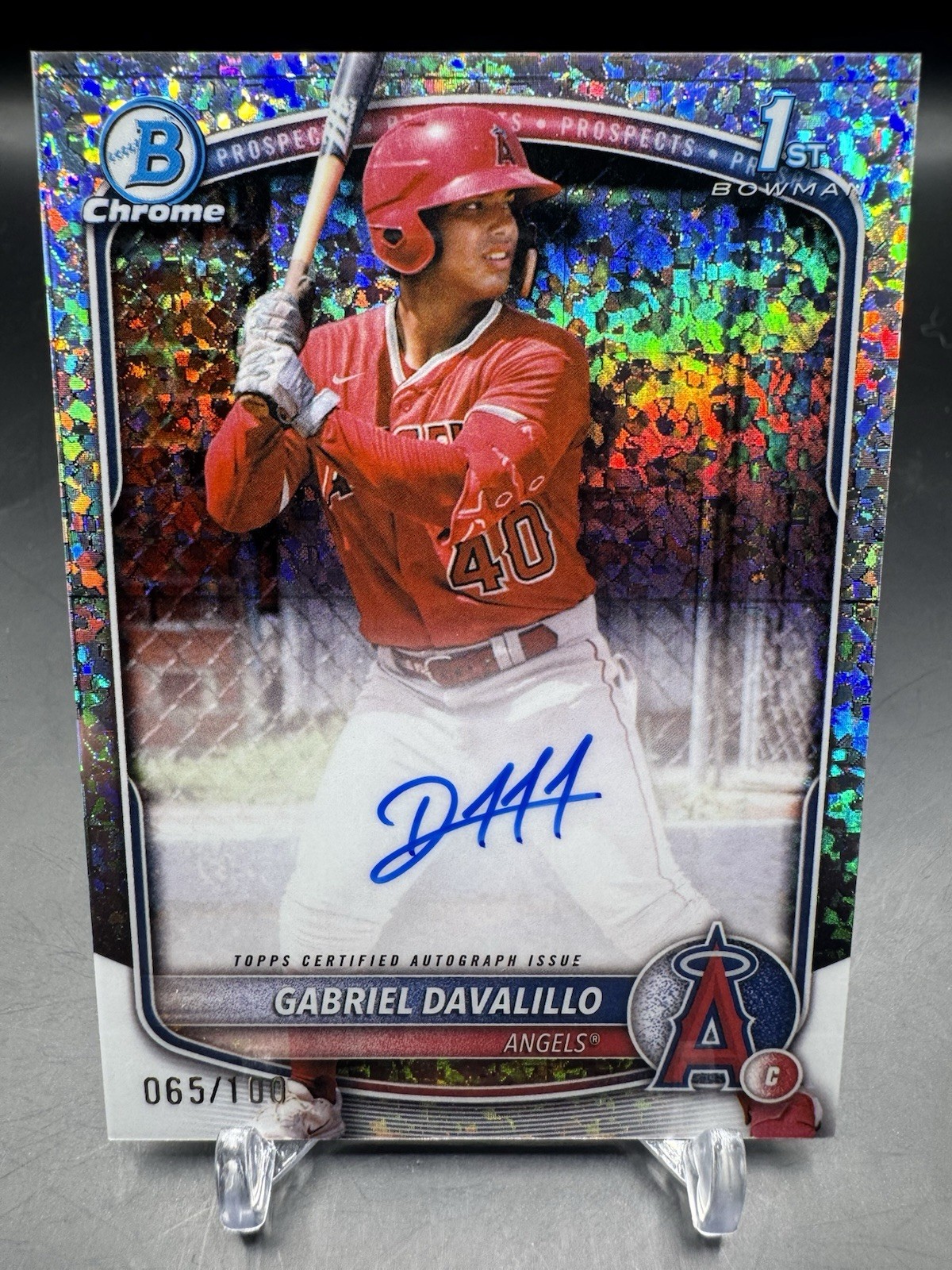 2025 Bowman Chrome Gabriel Davalillo Auto Mini Diamonds Refractor 1st 065/100
