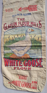 Caflin Kansas Flour Mill White Goose Cloth Bag WW2 dated Dec 1942 Great Graphics