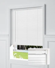 No Drill Blinds for Windows 1" Vinyl L-Shaped Slats Cordless Mini Blinds for ...