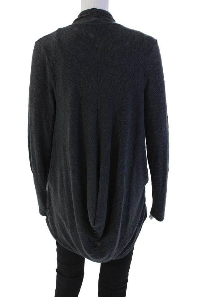 Three Dots Womens Long Sleeves Wrap Sweater Dark Gray Cotton Size Medium Foto 3 de 4