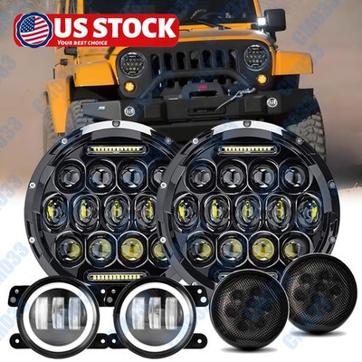 7'' LED Headlight + Turn Signal + Fog Light Combo Kit For Jeep Wrangler 07-17