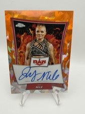 IVY NILE 2025 TOPPS CHROME WWE SAPPHIRE RED BRAND ORANGE AUTO /25