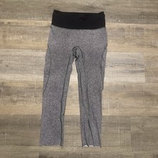 Lululemon Run The Day Crop Leggings Fratal Dark Star Light Black & Gray Size 4