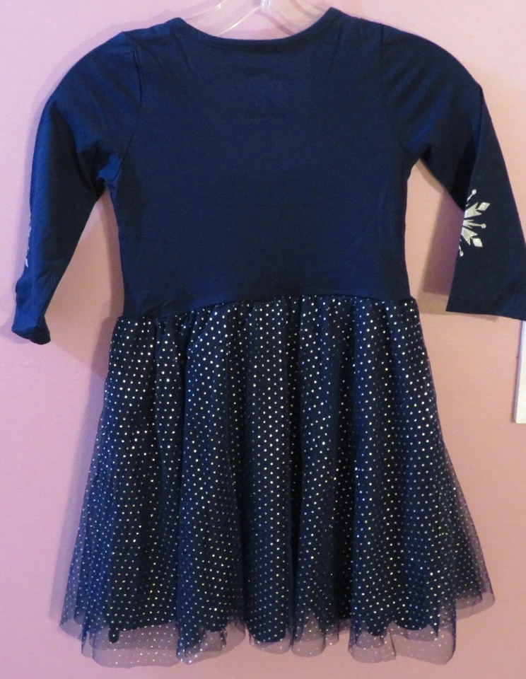 全新带标签 Disney Frozen Elsa & Anna 连衣裙 尺寸 6x 长袖 蓝色 带闪亮 VHTF — 第 3/3 张图片