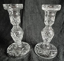 Pair of Vintage Waterford Crystal Retired Bethany Candlesticks 19cm Immaculate