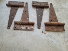Set of 4 Vintage 10" Heavy Duty T-Hinges Barn Door Gate Shed Strap Hardware Rust