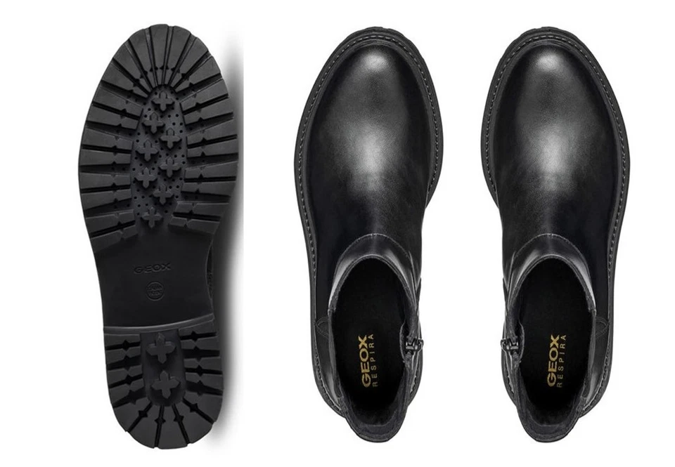 Tronchetti chelsea donna GEOX D46HRC stivaletti casual eleganti in pelle neri 36 - Imagen 4 de 4