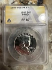 1959 P Anacs PF67 Franklin 90% Silver Half Dollar Great Proof $1 Silver Coin