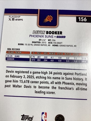 Devin Booker-Phoenix Suns-2025-26 Topps Basketball #156-Silver Diamanté - Picture 15 of 16