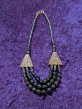 ANTIQU ART DECO Nephrite Jadeite JADE Hand Knotted Beaded Necklace BEAD