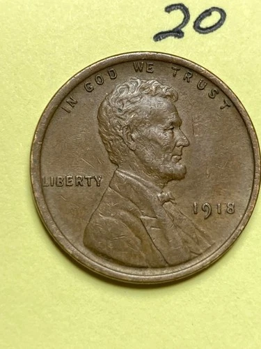 1918 LINCOLN WHEAT CENT,  high condition coin, XF nice sharp details #20