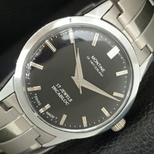 HAND-WINDING VINTAGE MONTINE SWISS MENS REFURBISHED BLACK DIAL WATCH a445239-1