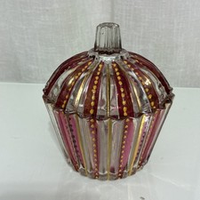 Antique Moser Victorian Cranberry Art Glass Dresser Trinket Box Please Read Desc