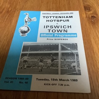 Tottenham Hotspur V Ipswich Town 18th March 1969