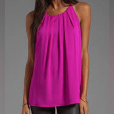 MILLY $210 Stretch Silk Crepe Pleated Tank Pi...