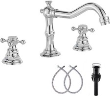 Two Handles Three Holes Faucet 8-16 Widespread Chrome Basin