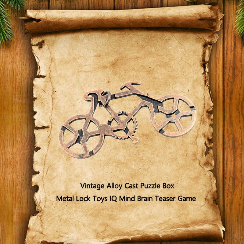 Vintage Alloy Cast Puzzle Box Metal Lock Spielzeug IQ Mind nkaufgabe Spiel A - Bild 4 von 4