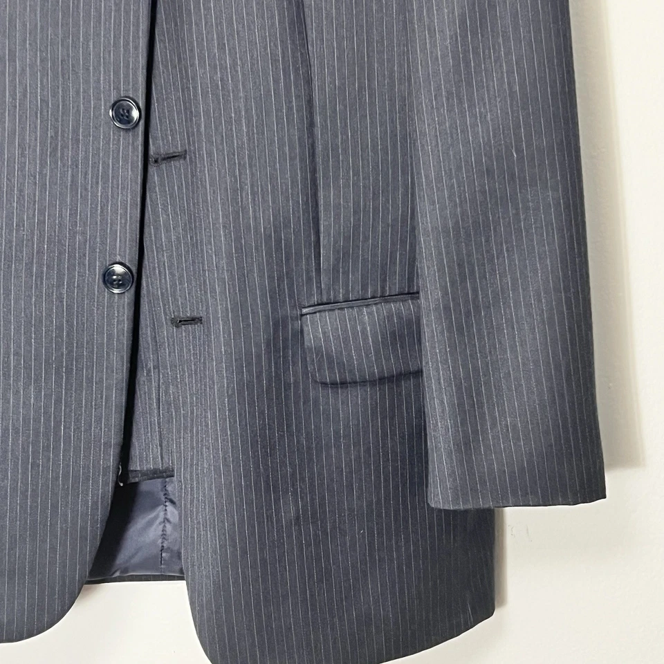 Traje de hombre 2 piezas gris carbón rayas J Ferrari 38R pantalones 30Wx30L Foto 4 de 4