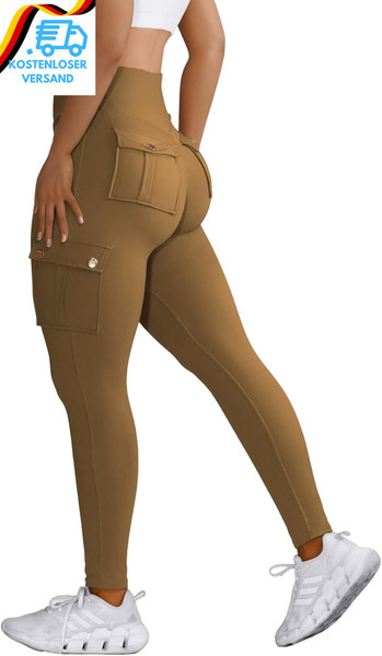Nuofengkudu Damen High Waist Sporthose Leggings Mit Taschen-image