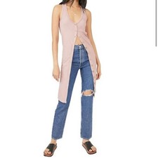 Free People We The Free Gia Ribbed Vest/Dress Pink Small