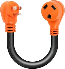 RV 30 Amp to 110 Adapter, NEMA 5-15P Male Plug TT-30R Female Orange 