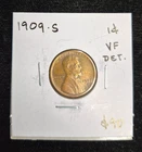 1909 S- Lincoln Wheat Cent- VF Details