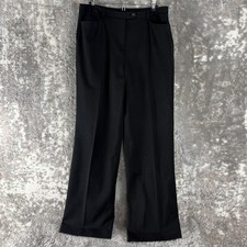 Talbots Size 14 Career Straight Leg Minimalist Pants Black Button Zip Pocket
