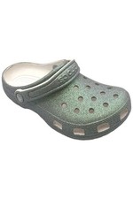 Crocs Women's Classic Glitter Clog White Iridescent Glitter