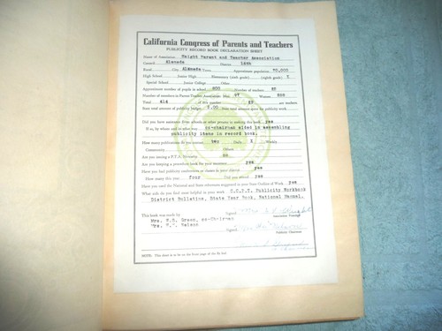 SCRAPBOOK CITY OF ALAMEDA HAIGHT SCHOOL PARENT TEACHER ASSOCIATION 1954/55 - Picture 3 of 12