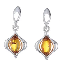 Sterling Silver and Baltic Honey Amber Earrings "Maisie"