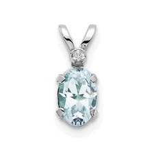 14K Gold Diamond & Aquamarine Birthstone Pendant