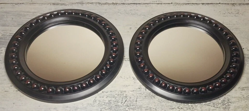 Pair of Framed Round Ready to Hang Mirrors 14"dia. Home/Office Decor Lot of (2) - Image 3 of 4
