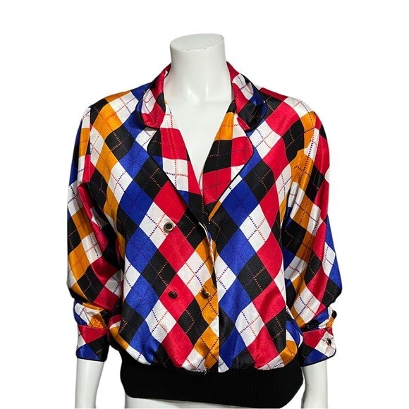 Notations Argyle Print Pullover Double Breasted B… - image 1