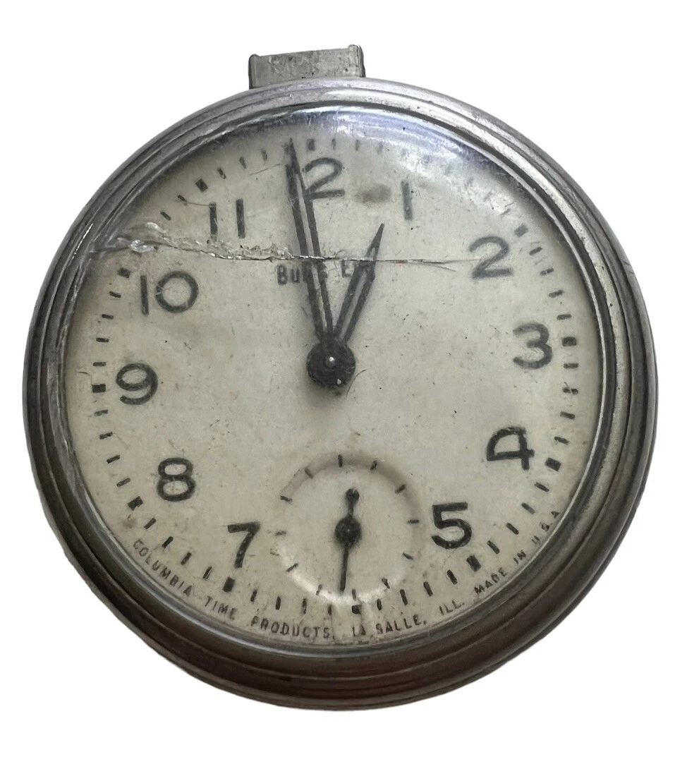 Vintage Westclox Bulls Eye Wind Up Pocket Watch Missing Crown For Parts Repair