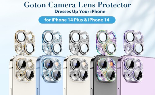For iPhone 14 / 14 Plus Bling Diamond Camera Lens Protector Glitter Case Cover - Picture 10 of 44