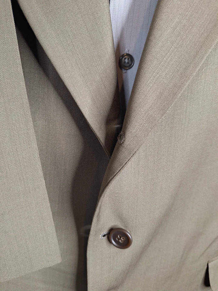 Terno masculino Oleg Cassini 2 peças 48R 42X28 marrom rolo de 3 botões lã sem ventilação - Imagem 3 de 4