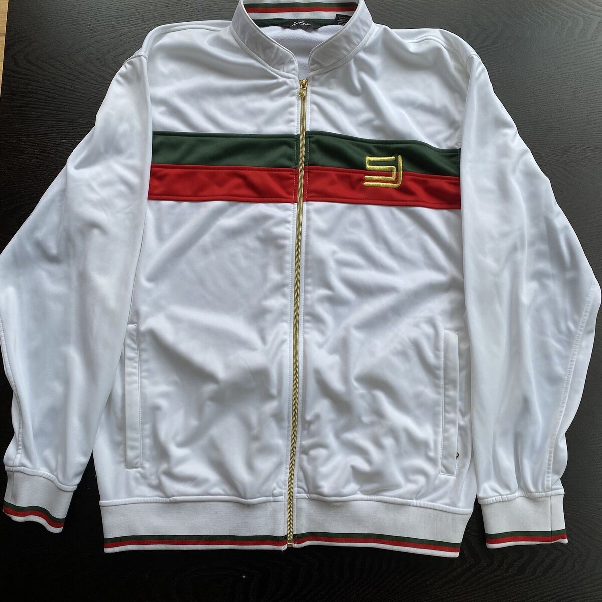 Sean John White / Red Green Stripe / Metallic Gold Zip Track Sean John White / Red Green Stripe / Metallic Gold Zip Track