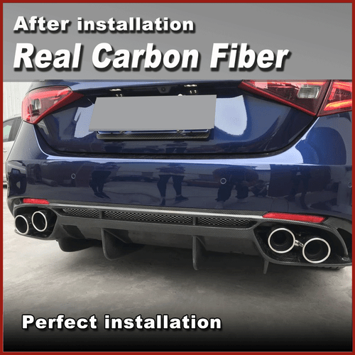 For Alfa Romeo Giulia Base 952 2017-20 REAL Carbon Rear Bumper Diffuser Spoiler - Bild 11 von 14