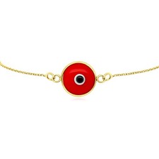 Red Evil Eye Bracelet in 14 Karat Solid Gold
