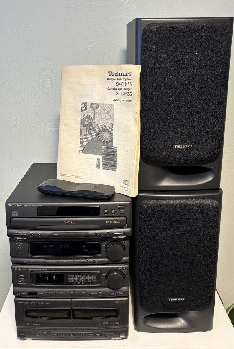 Vintage Technics SC- CH455 CD Stereo System With Speakers In