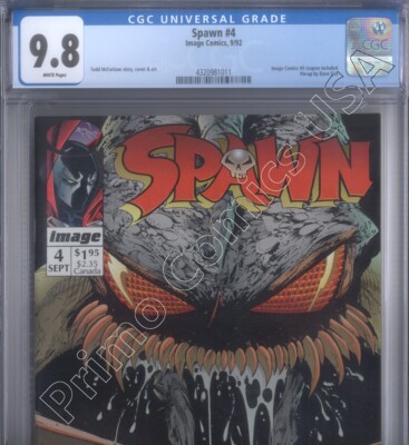 PRIMO:  SPAWN #4 1992 McFarlane w/ coupon Image comics CGC 9.8 NM/MT