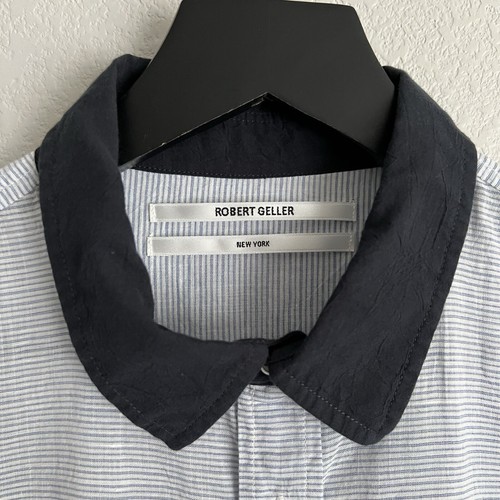 Camisa Robert Geller Para Hombres Cuello en Contraste Abotonada Talla 50 EE. UU. Mediana Azul - Imagen 3 de 8