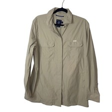 Facconable Jacket Womens Size Large Vintage Tan Shacket Button Down Pockets