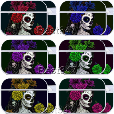 Skull Girl Rose Mexican white for AirPods 3/Pro/Pro2 Case Shockproof Cover