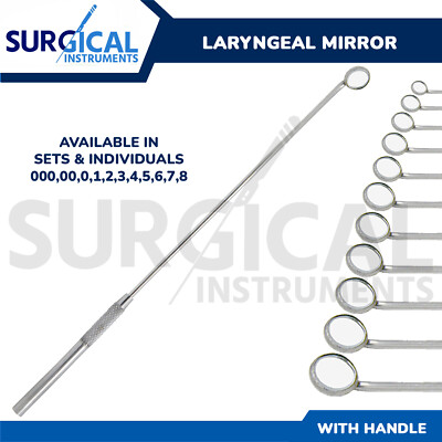 Laryngeal Mirror with Handle #000, #00, #0, #1, #2, #3, #4, #5, #6, #7, #8