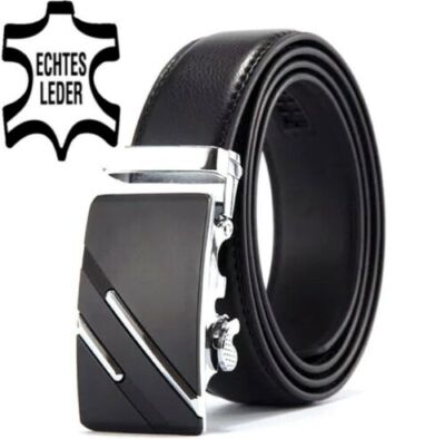  Büffel Leder Herren Gürtel Automatik Schnalle Vollleder XXL Breit Belt Jeans 