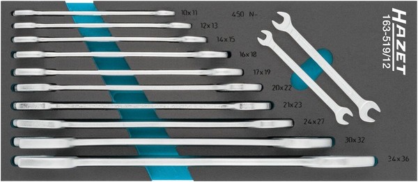 Hazet Doppel-MaulschlüSsel Satz AußEn-Sechskant Profil 12-Teilig 163-519/12-image