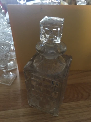 Fostoria American 5.75" Square Perfume Bottle w/Stopper Rare
